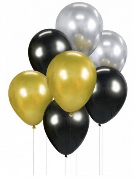 Set metalických balónov 7ks 12" Zlato-čierny