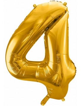 Zlatý balón v tvare čísla 4 85cm