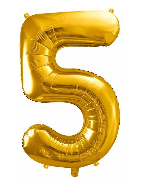Zlatý balón v tvare čísla 5 85cm