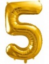 Zlatý balón v tvare čísla 5 85cm