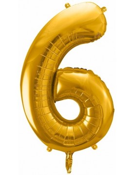 Zlatý balón v tvare čísla 6 85cm