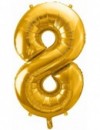 Zlatý balón v tvare čísla 8 85cm
