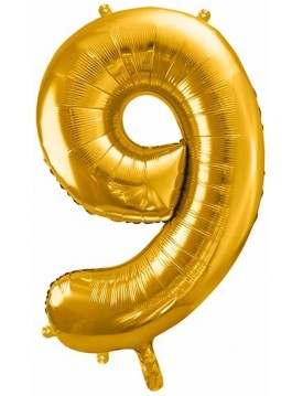 Zlatý balón v tvare čísla 9 85cm