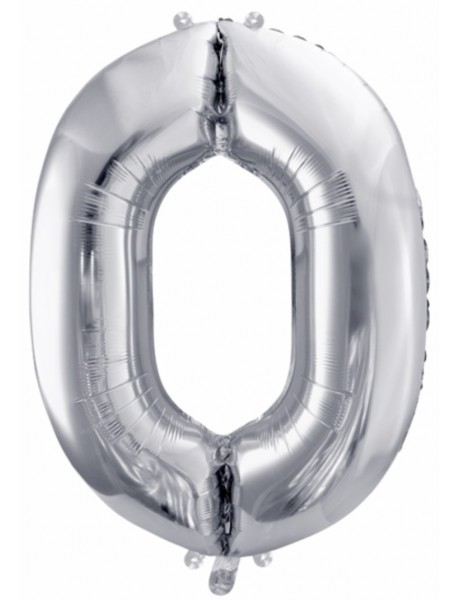 Strieborný balón v tvare čísla 0 85cm